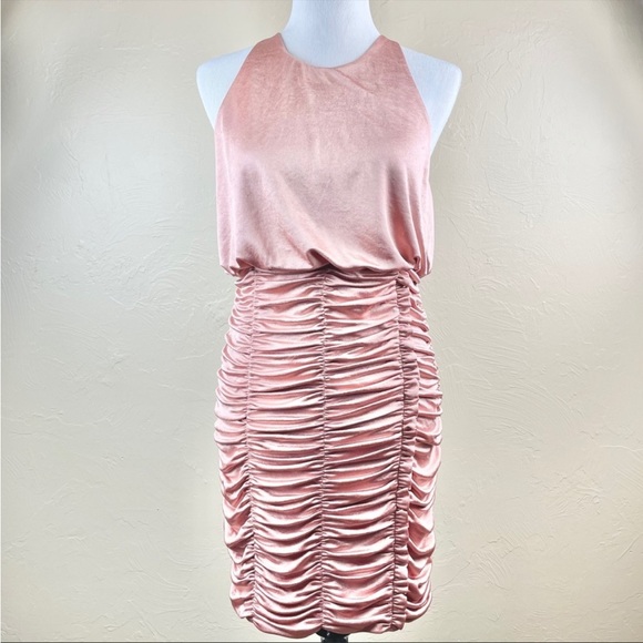 Free People Dark Blush Pink Ruched Sleeveless Dress - Picture 2 of 16